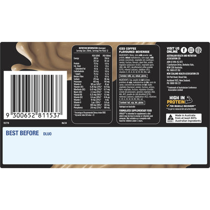 Up&go Protein Energize Iced Coffee Flavour Breakfast Drink 250ml X12 Pack
