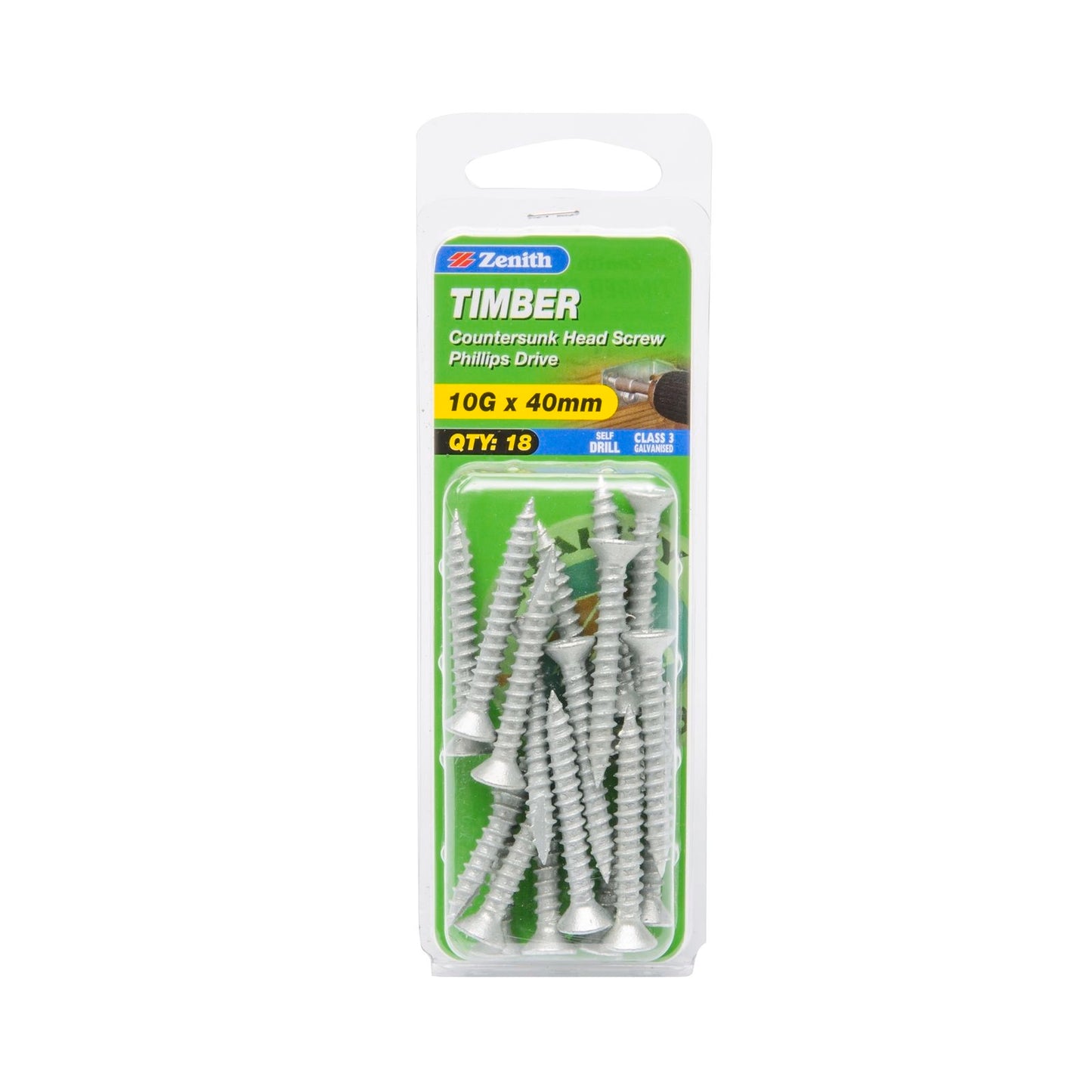 Zenith Timber Screws - 10g x 40mm - Galvanised - 22 Pack