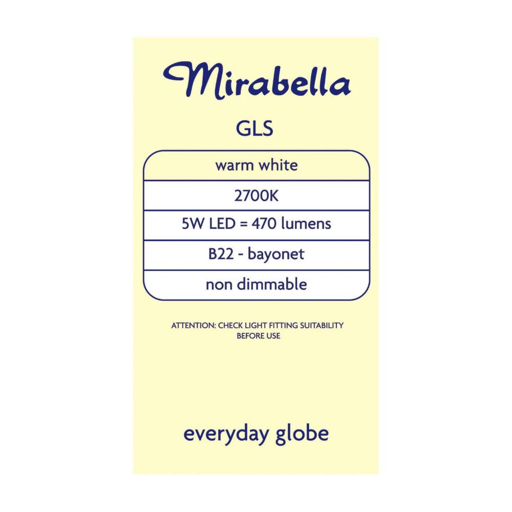 Mirabella Led Globe Gls Bayonet Cap 5.5 Watt Warm White - 1 each