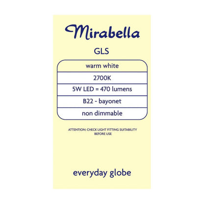Mirabella Led Globe Gls Bayonet Cap 5.5 Watt Warm White - 1 each