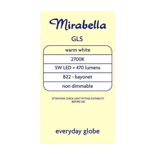 Mirabella Led Globe Gls Bayonet Cap 5.5 Watt Warm White - 1 each