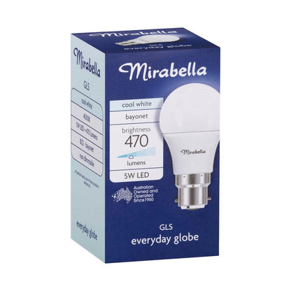Mirabella Led Globe Gls Bayonet Cap 5.5 Watt Cool White - 1 each