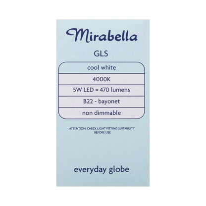 Mirabella Led Globe Gls Bayonet Cap 5.5 Watt Cool White - 1 each