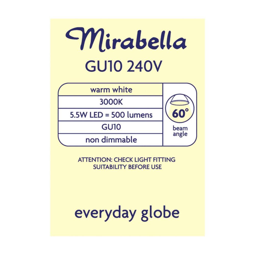 Mirabella Led Warm White Globe Gu10 6 Watt - 1 each