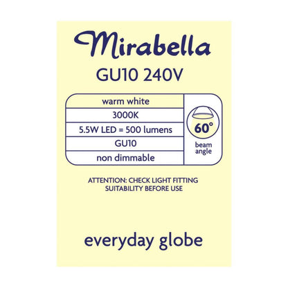 Mirabella Led Warm White Globe Gu10 6 Watt - 1 each