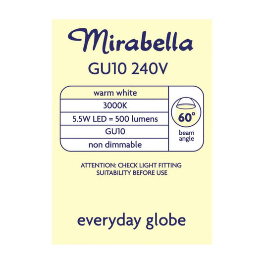 Mirabella Led Warm White Globe Gu10 6 Watt - 1 each