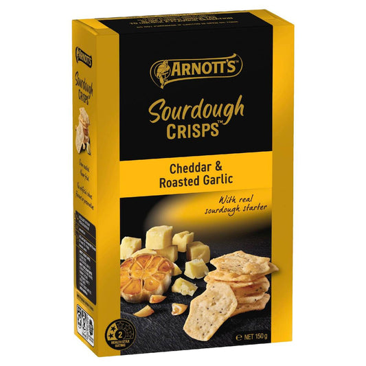 Arnott's Sourdough Crisps Cheddar & Roast Garlic Crackers 150g