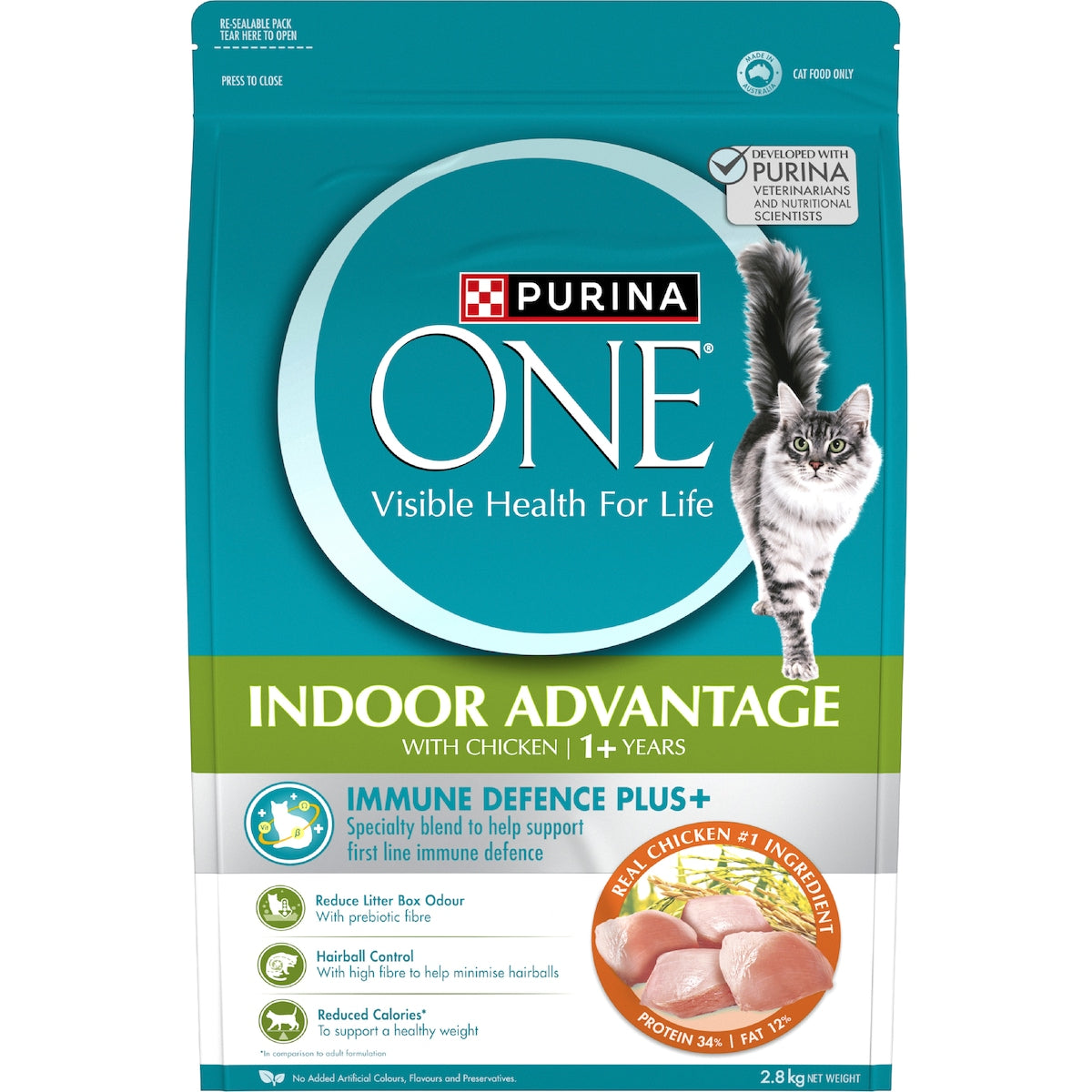 Purina One Indoor Avantage Immune Defence 1+ Dry Cat Food 2.8kg