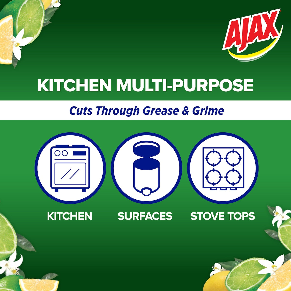 Ajax Spray & Wipe Multipurpose Kitchen Cleaner Baking Soda 500ml