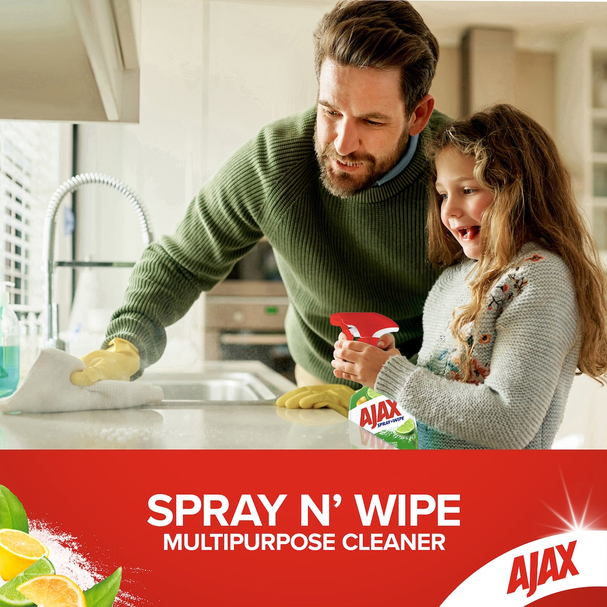 Ajax Spray & Wipe Multipurpose Kitchen Cleaner Baking Soda 500ml