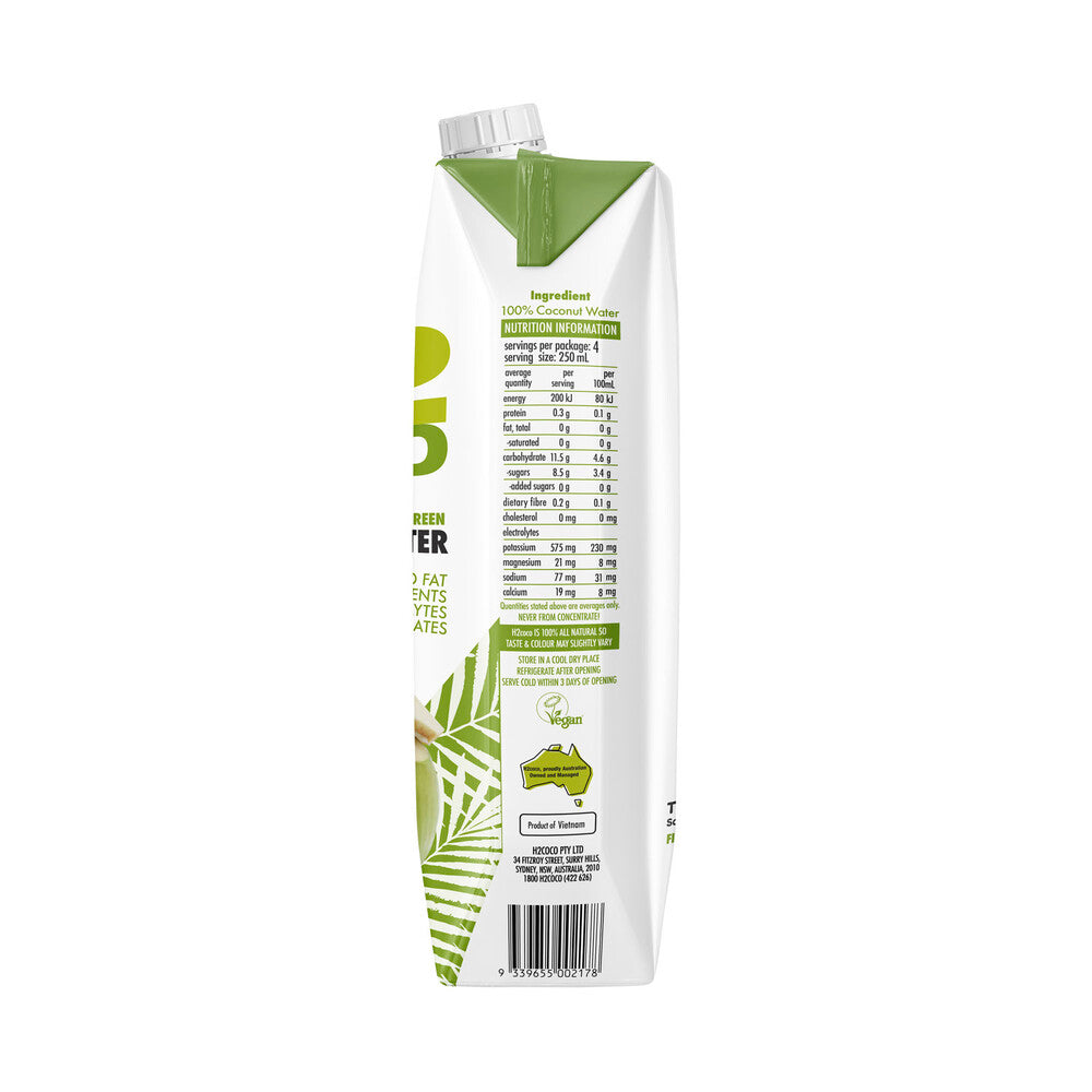 H2 Coco 100% Natural Coconut Water - 1L