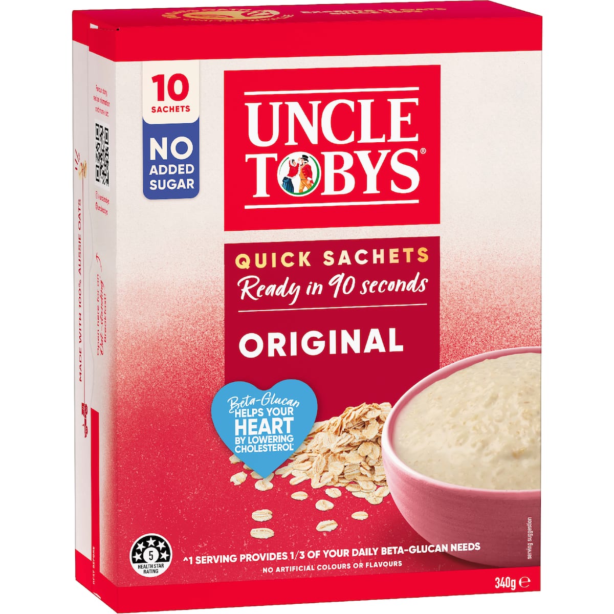 Uncle Tobys Oats Quick Sachets Original Porridge 340g