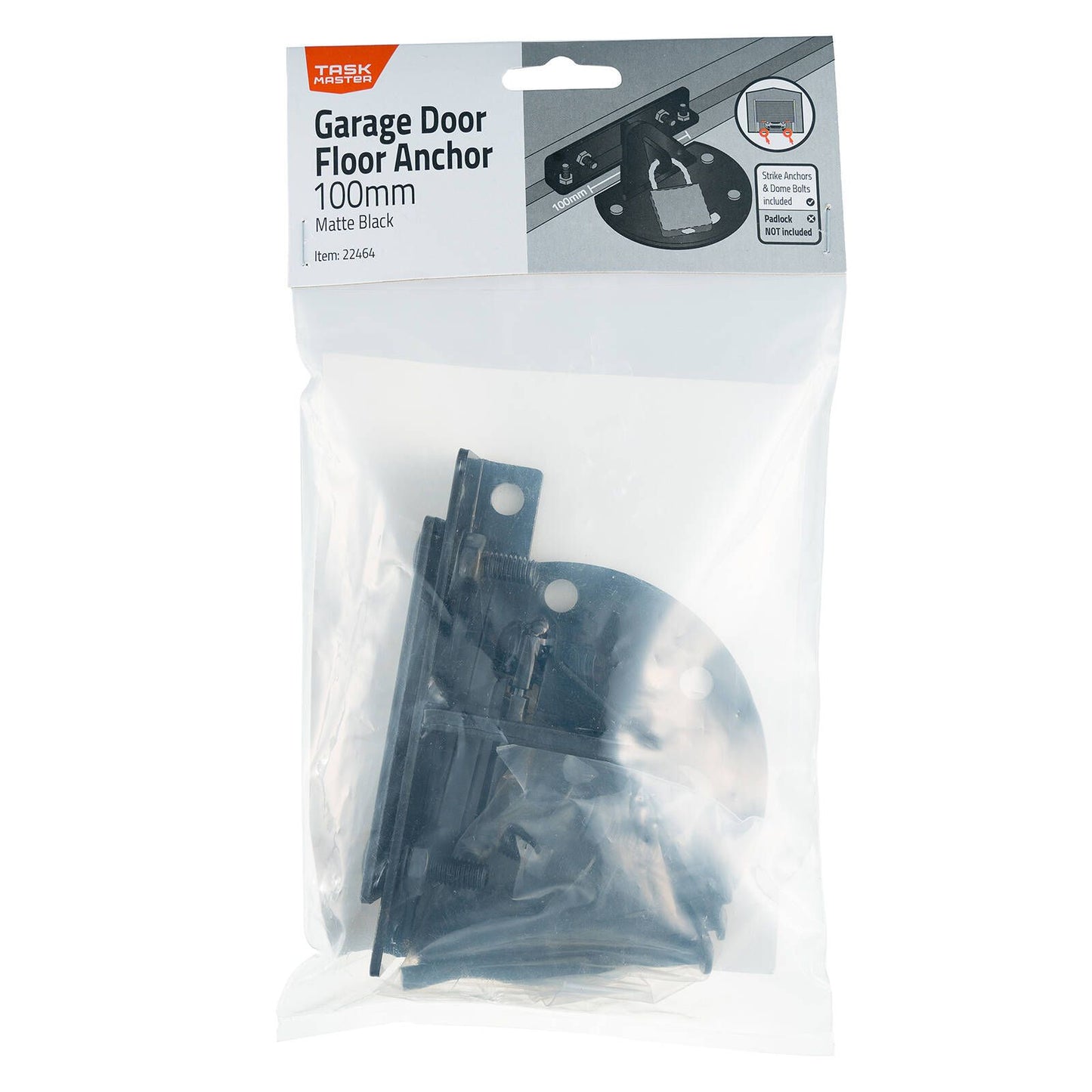 Taskmaster Garage Door Floor Anchor - 100mm - Black Matte