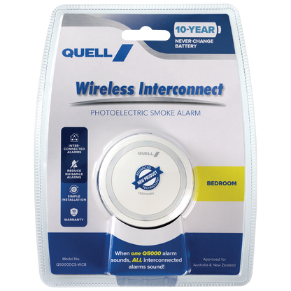 Quell Q5000 Wireless Interconnect Photoelectric Smoke Alarm - 10 Year - 78mm
