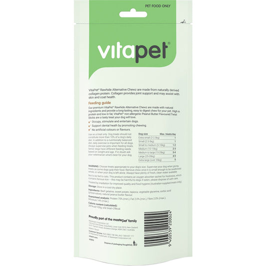 Vitapet Chewz Twist Stick Peanut Butter Flavour Dog Treats 10 Pack