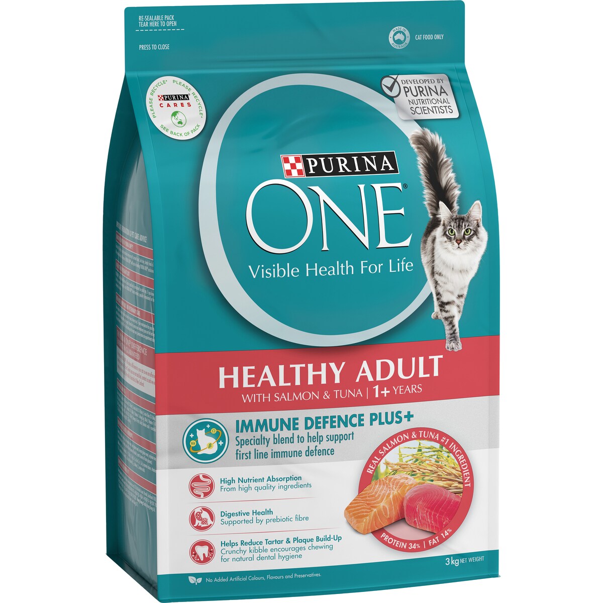 Purina One Healthy Adult With Salmon & Tuna 1+ Years Dry Cat Food 3kg