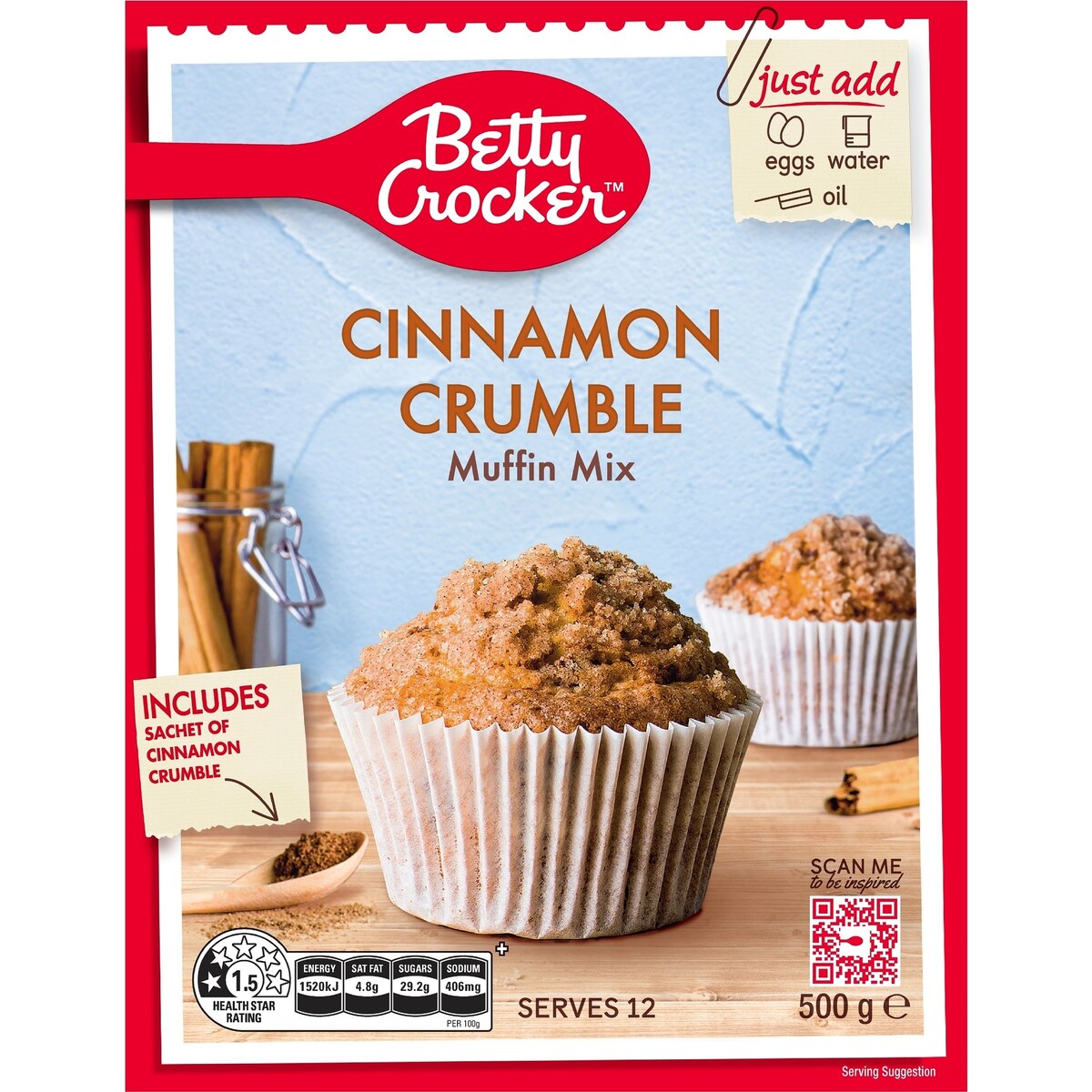 Betty Crocker Cinnamon Crumble Muffin Mix Muffin Mix 500g