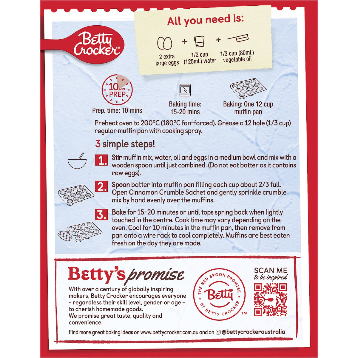 Betty Crocker Cinnamon Crumble Muffin Mix Muffin Mix 500g