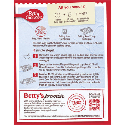 Betty Crocker Cinnamon Crumble Muffin Mix Muffin Mix 500g