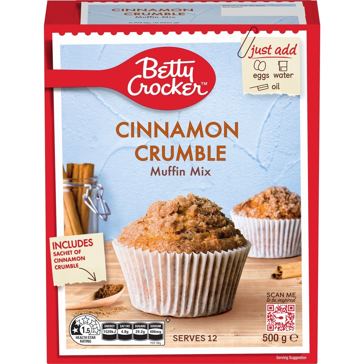 Betty Crocker Cinnamon Crumble Muffin Mix Muffin Mix 500g