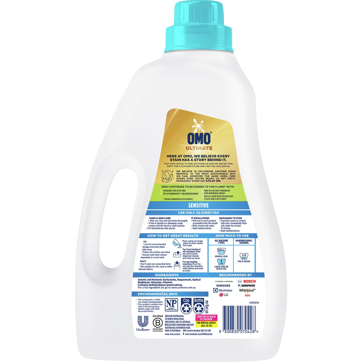 Omo Ultimate Sensitive Laundry Liquid 2l