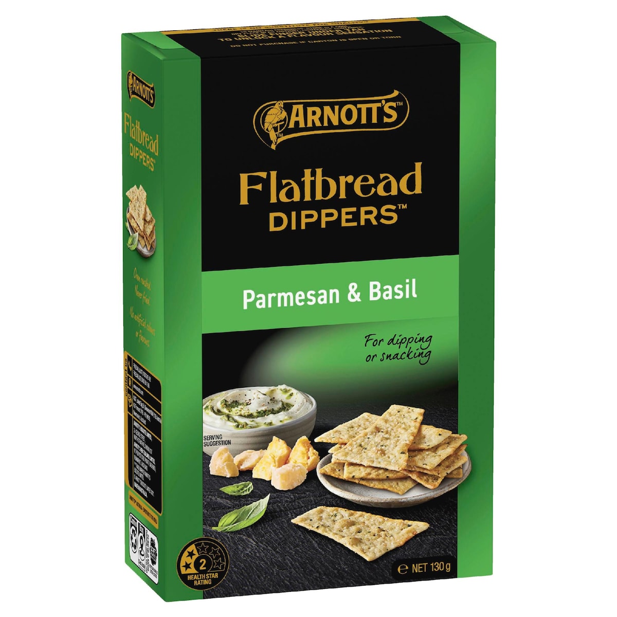 Arnott's Flatbread Dippers Parmesan & Basil Crackers 130g