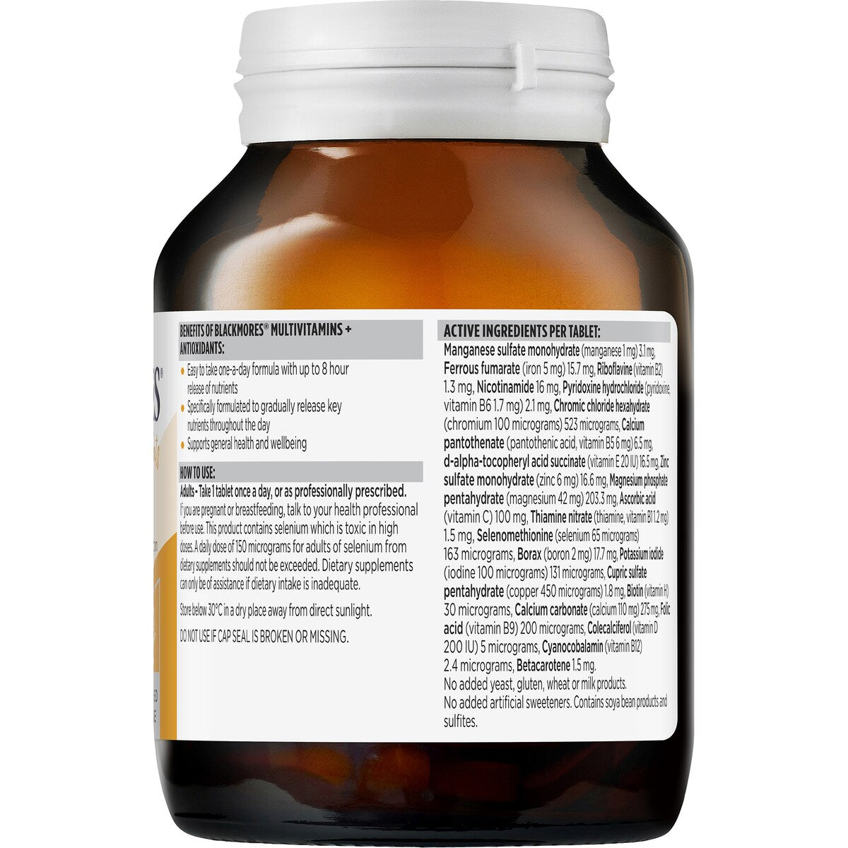 Blackmores Multivitamin + Antioxidants Sustained Release Tablets 125 pack