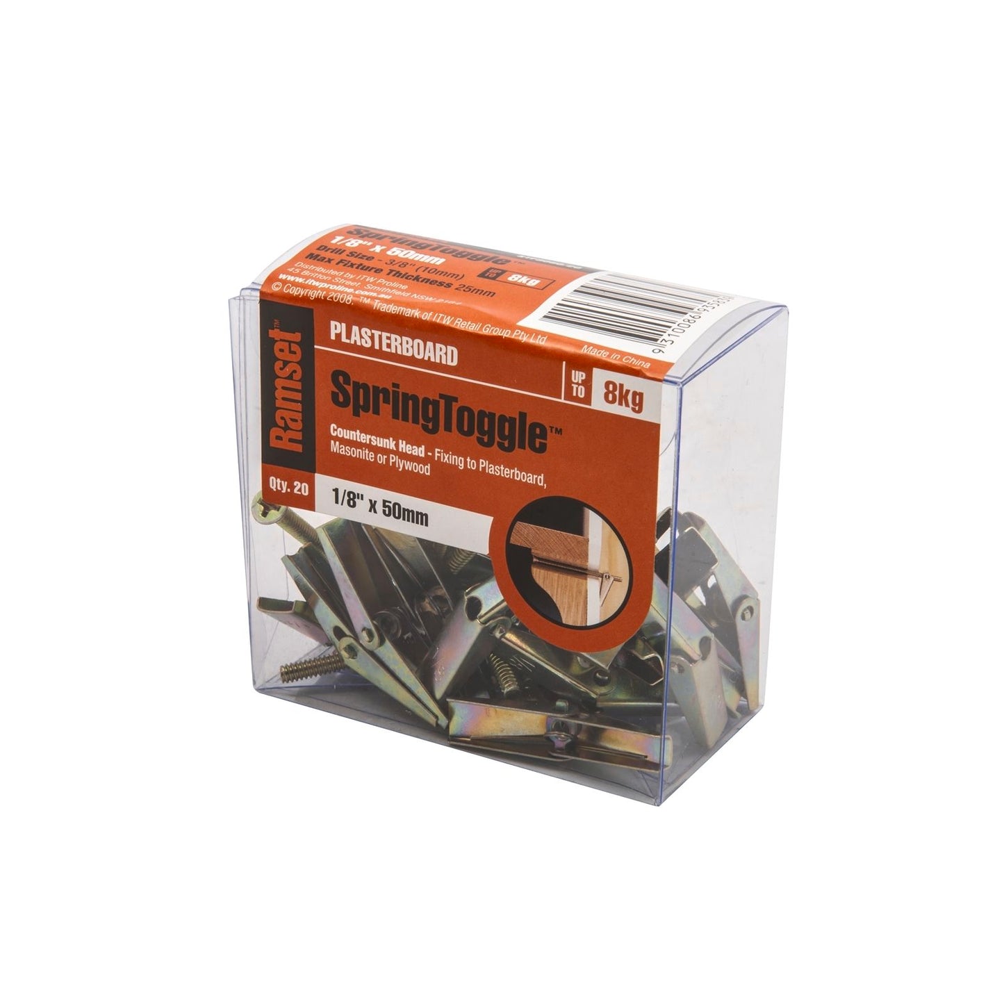 Ramset Spring Toggle - 1/8" x 50mm - 20 Pack