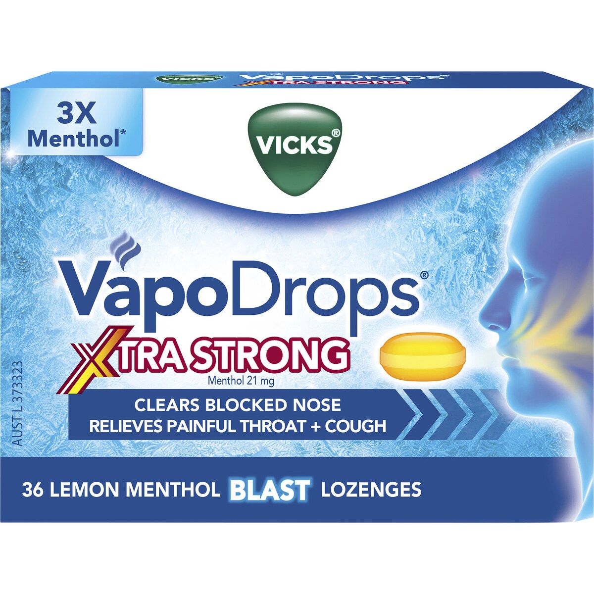 Vicks Vapodrops Xtra Strong Lemon Ment Blast Lozenges 36 Pack