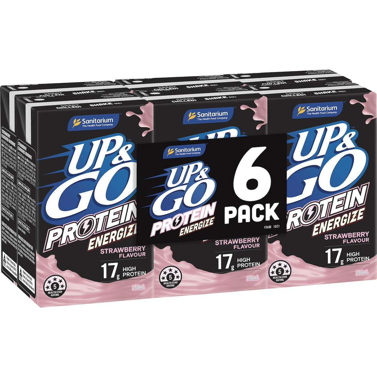 Sanitarium Up & Go Protein Energize Strawberry Breakfast Drink 6 Pack