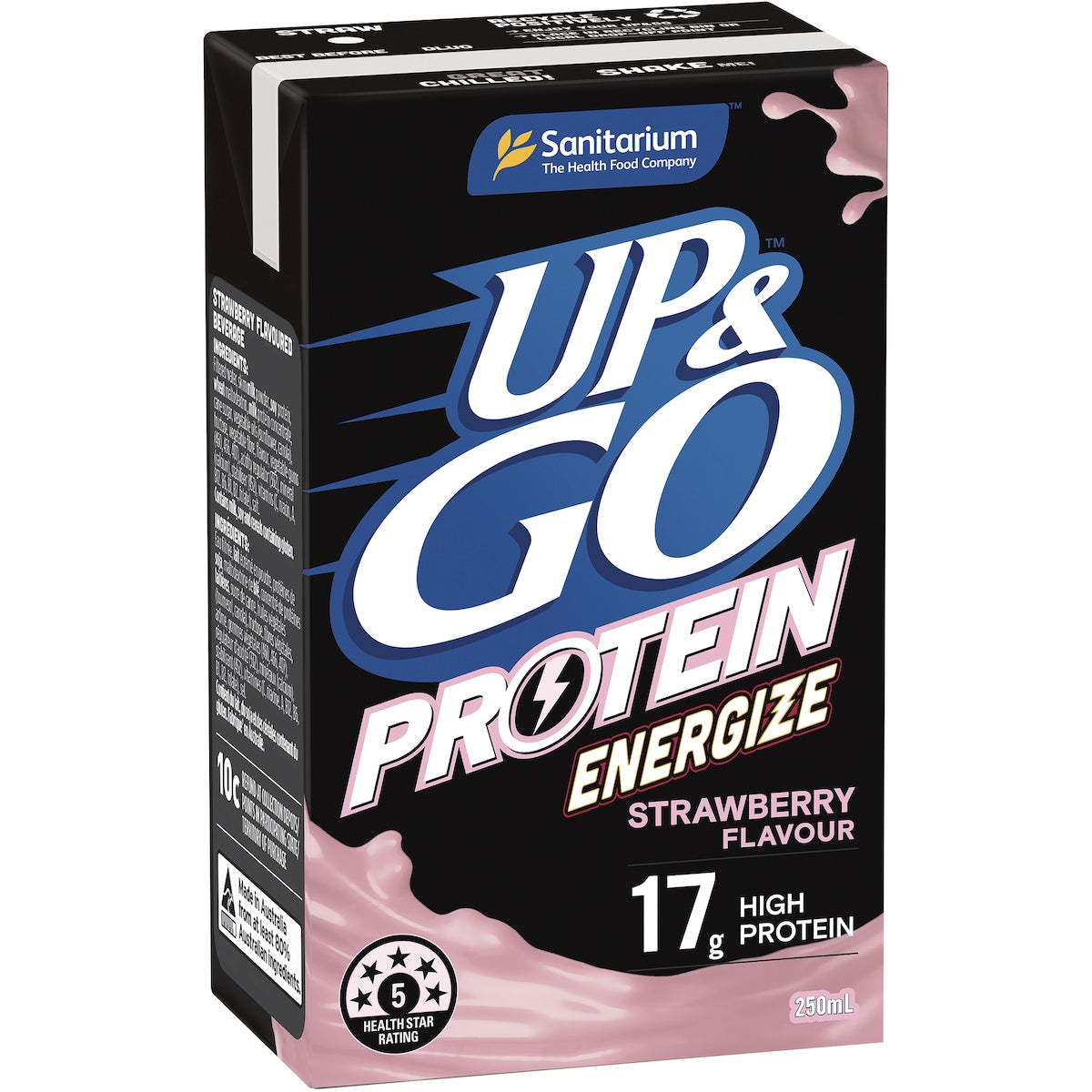 Up&go Protein Energize Liquid Breakfast Strawberry 250ml X 6 Pack