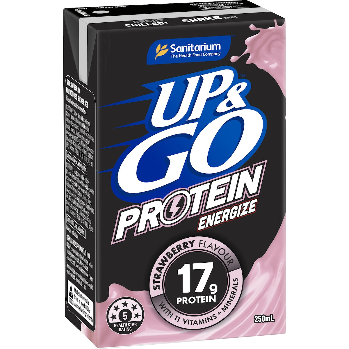 Up&go Protein Energize Liquid Breakfast Strawberry 250ml X 6 Pack