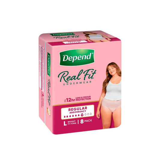 Depend Real Fit Incontinence Underwear Regular Women Large - 8 pack