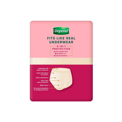 Depend Real Fit Incontinence Underwear Regular Women Large - 8 pack
