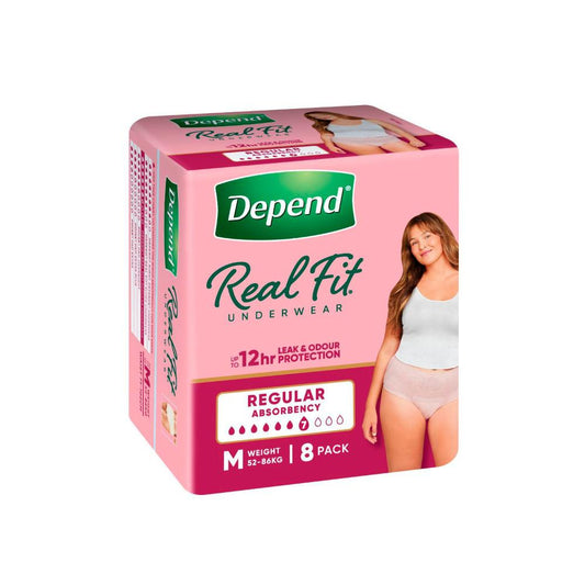 Depend Real Fit Incontinence Underwear Regular Women Medium - 8 pack