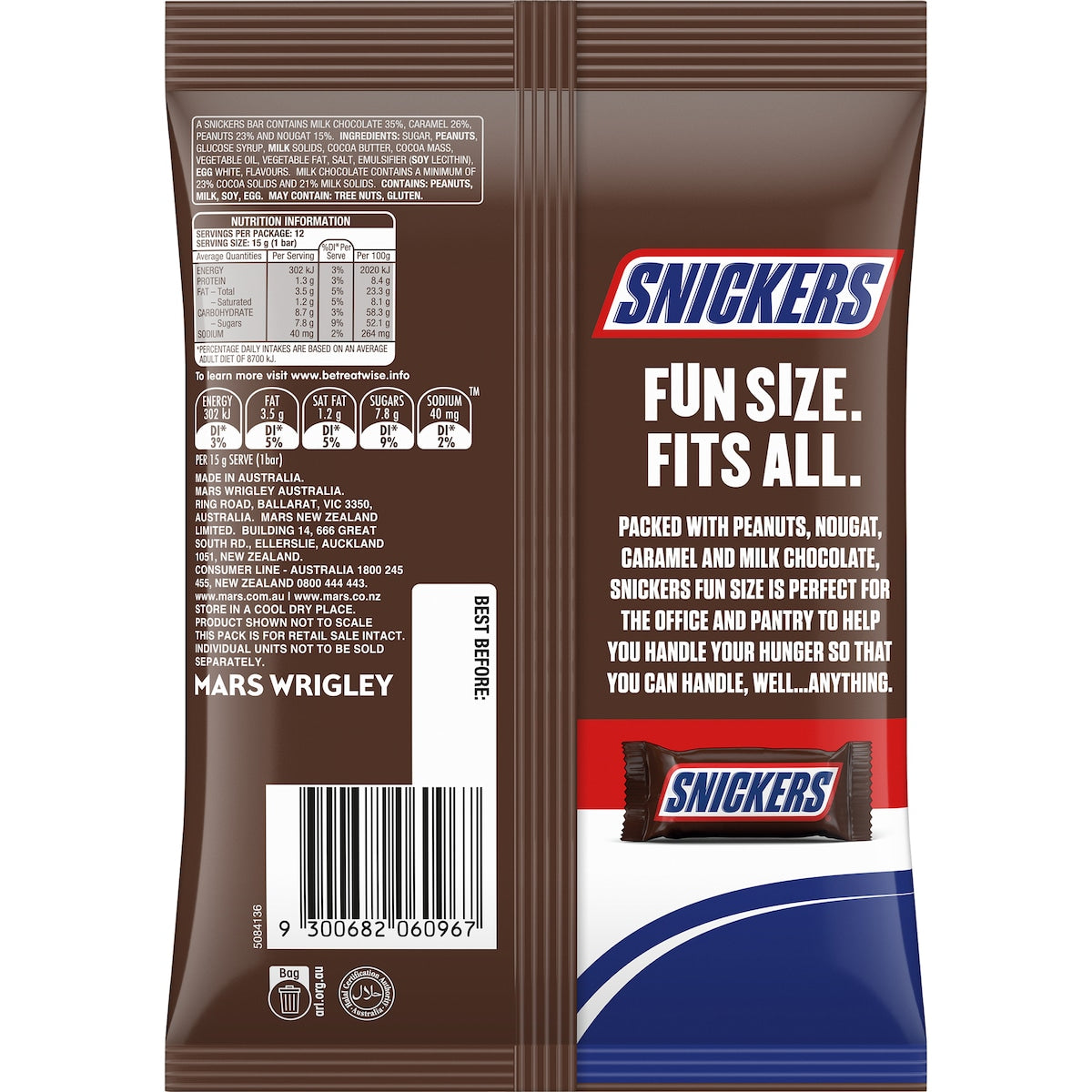 Snickers Milk Chocolate Party Share Bag 12 Pack