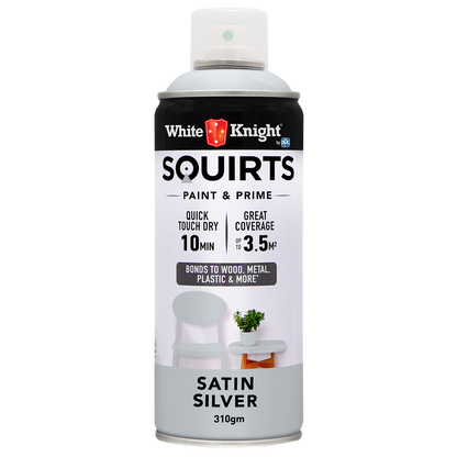 White Knight Squirts Silver Satin Spray Paint - 310g