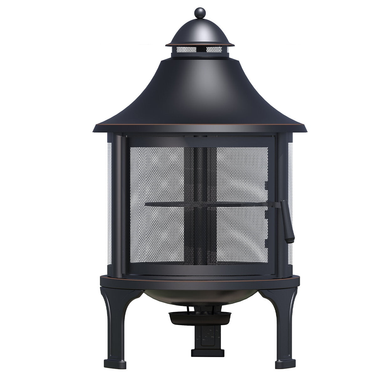 Hello Outdoors Cooking Fire Pit FP1129S Black Steel Wood Burning 360° View