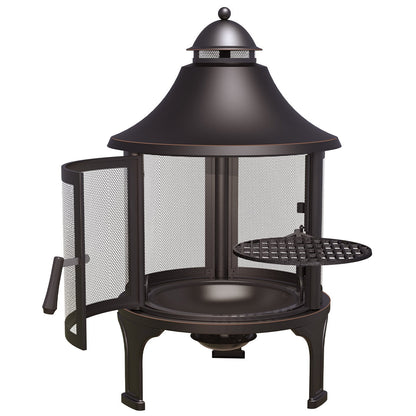 Hello Outdoors Cooking Fire Pit FP1129S Black Steel Wood Burning 360° View