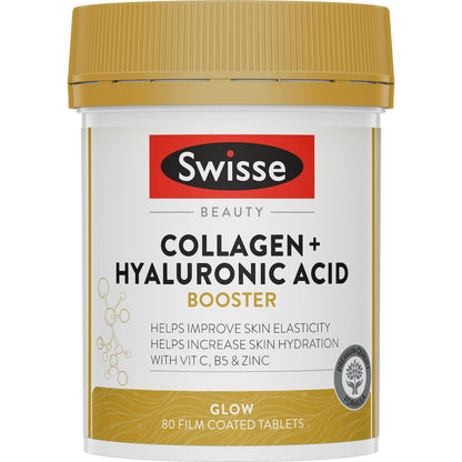 Swisse Beauty Collagen + Hyaluronic Acid Booster Tablets For Skin 80 Pack
