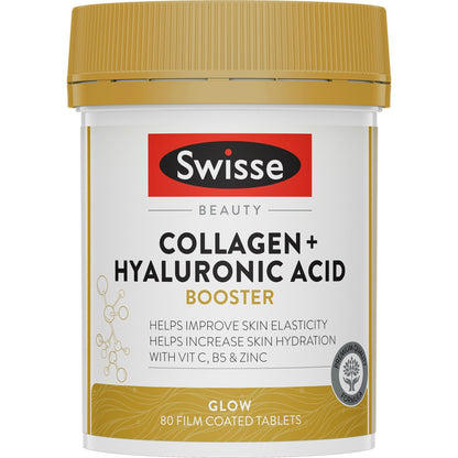 Swisse Beauty Collagen + Hyaluronic Acid Booster Tablets For Skin 80 Pack