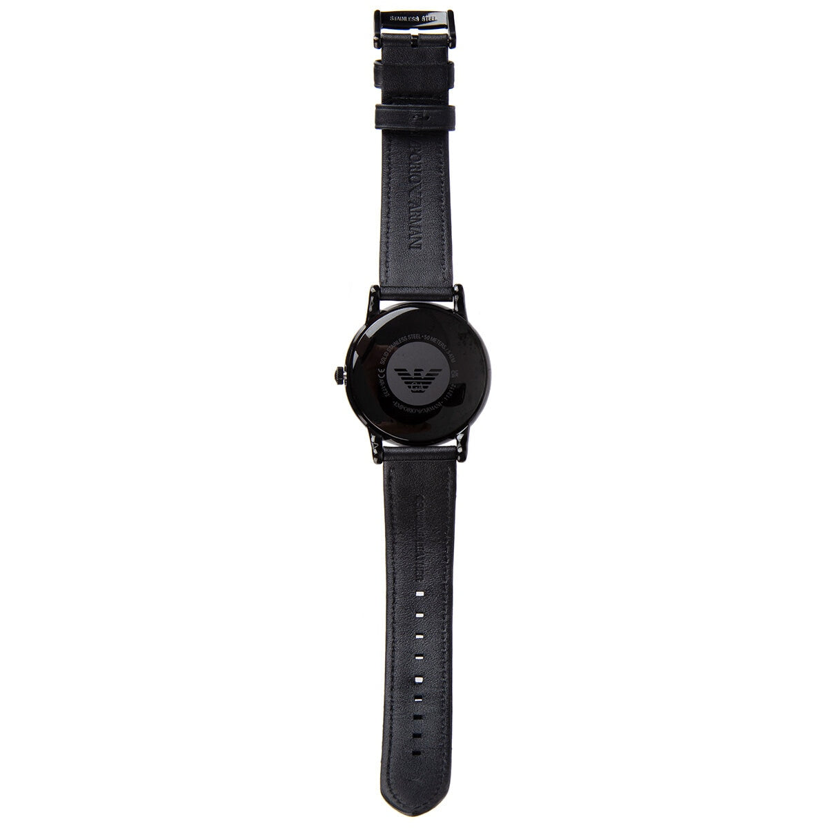 Emporio Armani Three Hand Date Black Leather Men's Watch AR1732