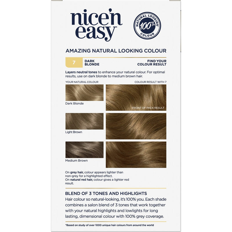 Clairol Nice 'n Easy Permanent 7 Dark Blonde Hair Colour Each