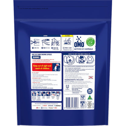 Omo Active Clean Laundry Liquid Capsules Detergent 50 Pack