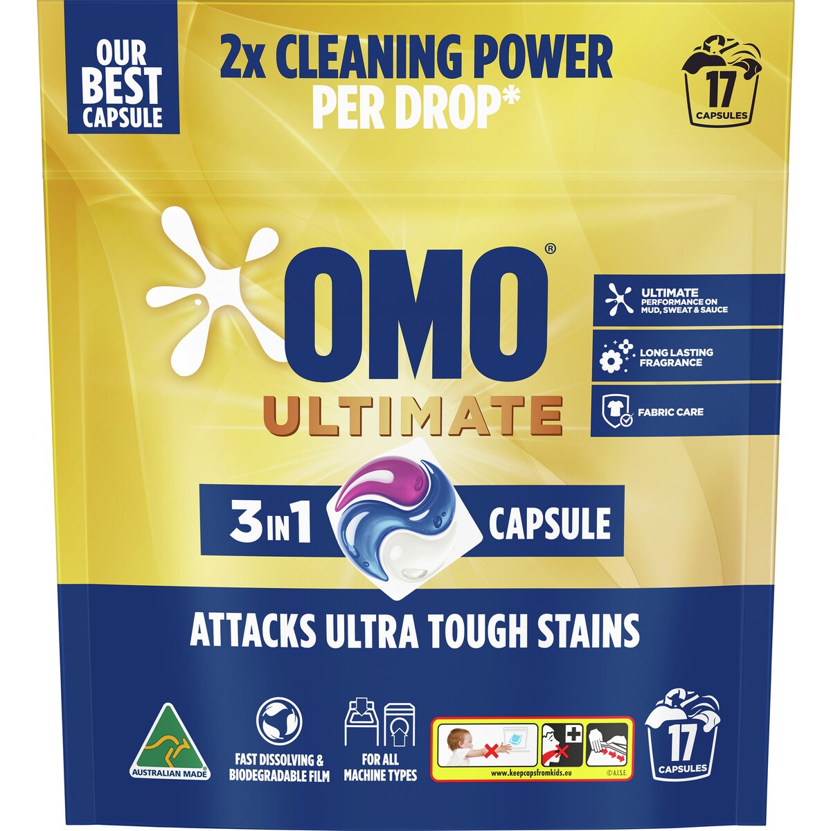 Omo Ultimate Laundry Capsules 3 In 1 17 Pack