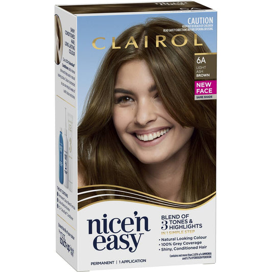 Clairol Nice 'N Easy Permanent 6a Light Ash Brown Hair Colour Each