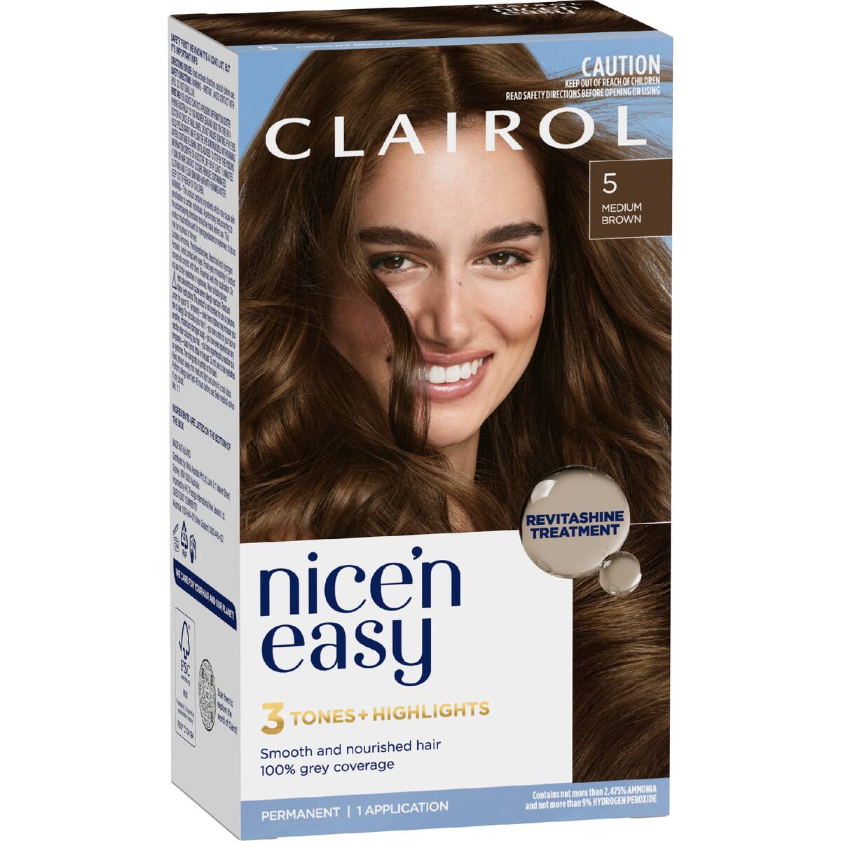 Clairol Nice 'N Easy Permanent 5 Medium Brown Hair Colour Each