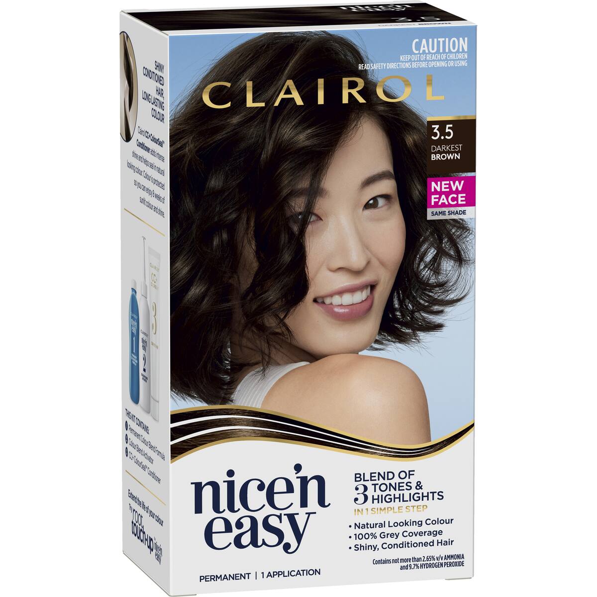 Clairol Nice 'N Easy Permanent 3.5 Darkest Brown Hair Colour Each
