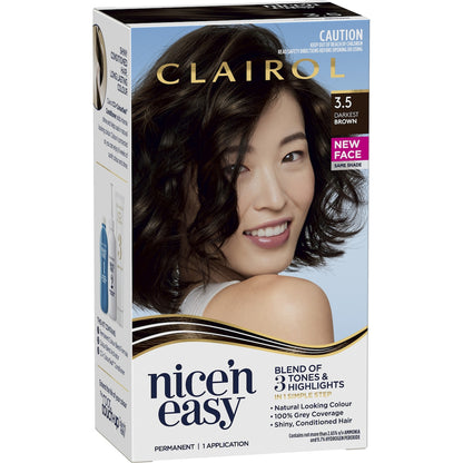 Clairol Nice N Easy Permanent 3.5 Darkest Brown Hair Colour Each