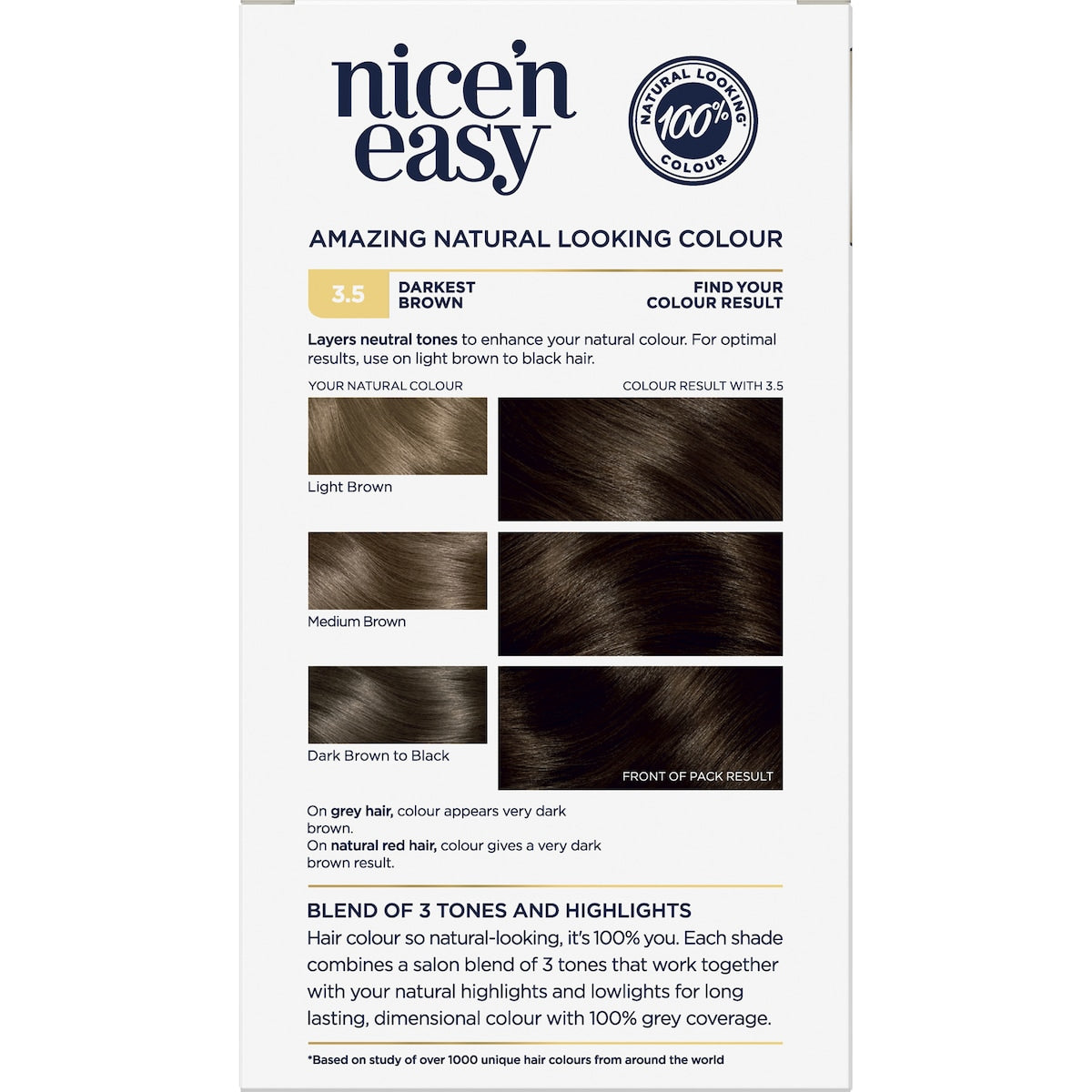 Clairol Nice N Easy Permanent 3.5 Darkest Brown Hair Colour Each